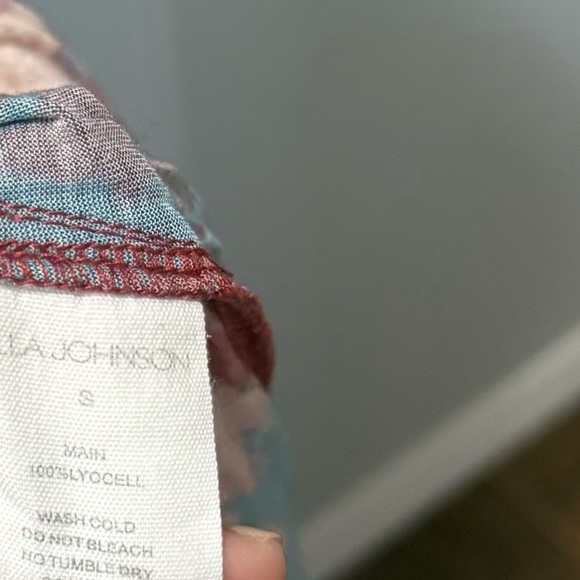 Ulla Johnson Livia Midi Dress Size Small Red Bohemian Print High Neck Red Blue - Picture 8 of 10